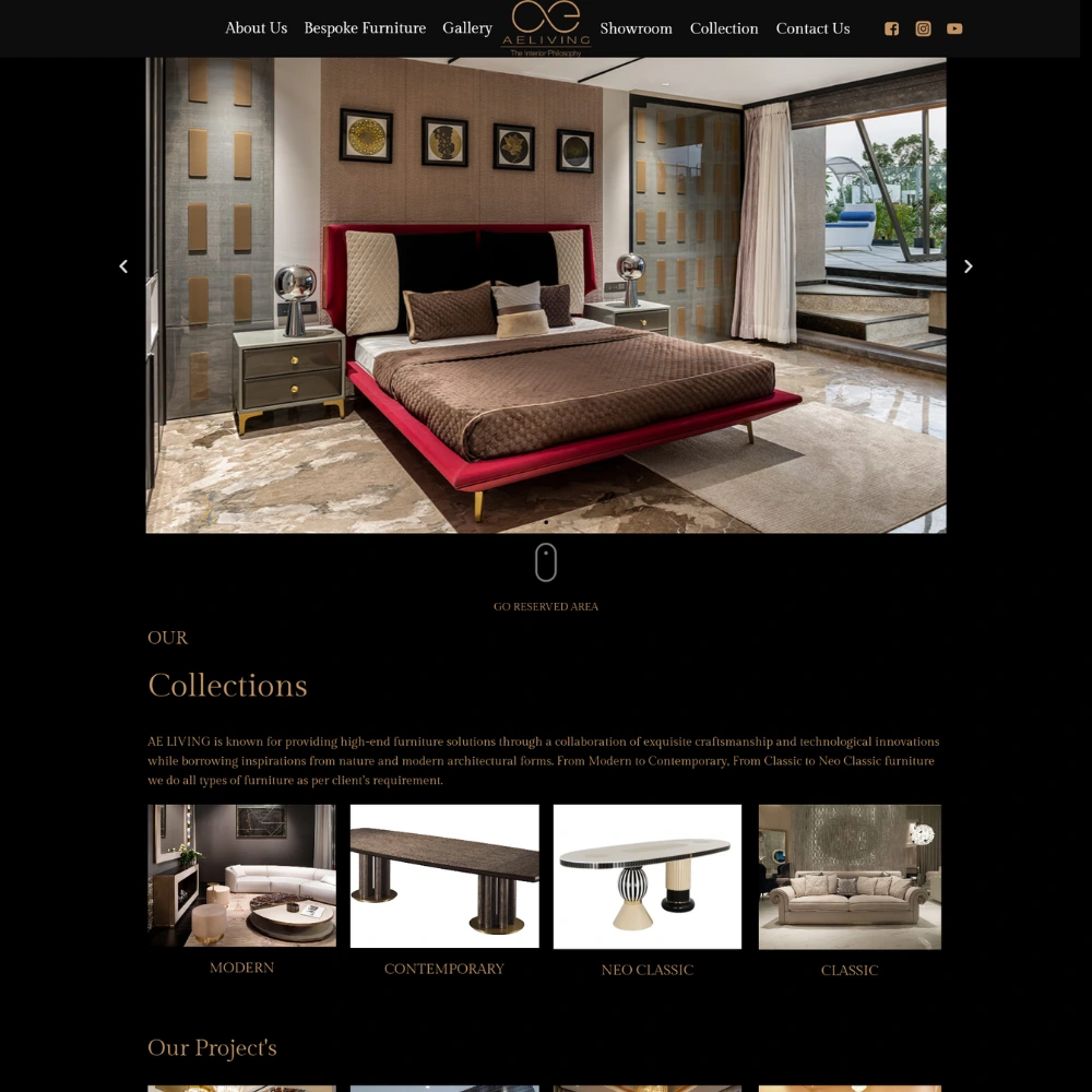 AEliving Website Development | Interior Design