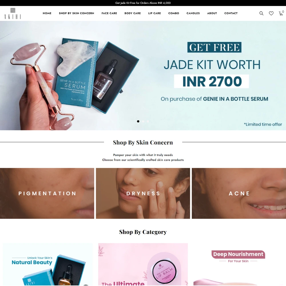 Website Development For Akihi | Luxury Skincare Brand